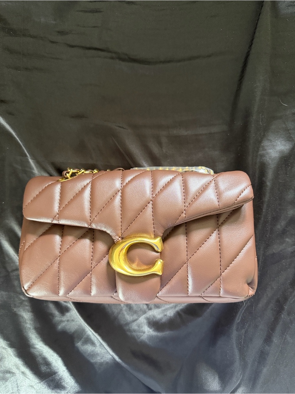 Coach Quilted Brown Leather Crossbody with Gold C Accent